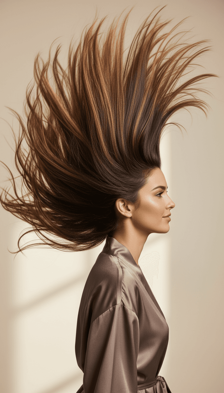 Healthy, shiny textured hair showcasing natural hair care results